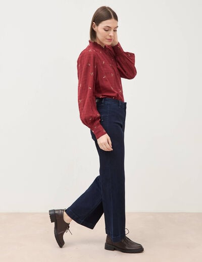 Jeans large taille haute denim brut rinse femme