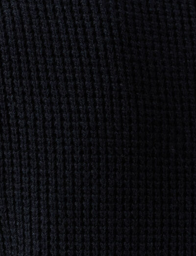 Pull manches longues col châle bleu marine homme