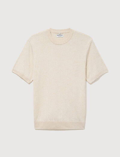 T-shirt col rond manches courtes ecru homme