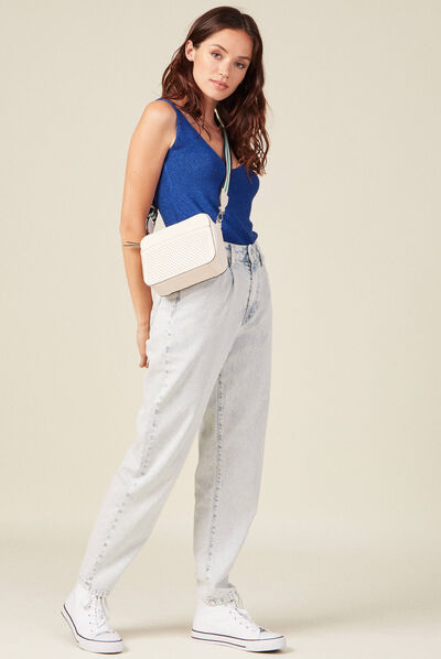 Pull débardeur bretelles bleu electrique femme