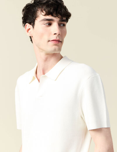 Polo cintré manches courtes ecru homme
