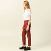 Pantalon chino cigarette rouge foncé femme