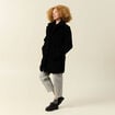 Manteau long laine mouton noir femme