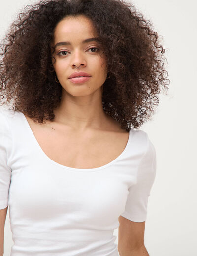 T-shirt ajust&eacute; avec brassi&egrave;re int&eacute;gr&eacute;e blanc femme