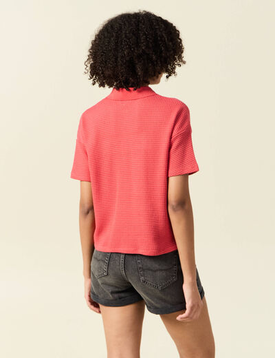 Polo en maille rouge femme