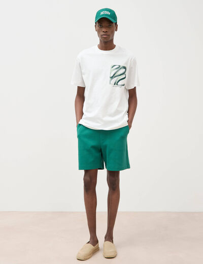 T-shirt ample en coton manches courtes ecru homme