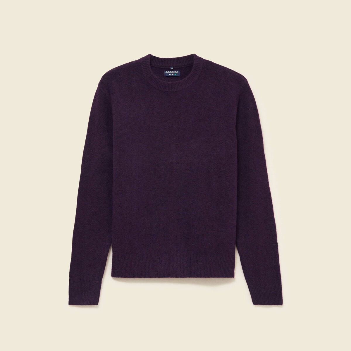 Pull manches longues col rond violet fonc&eacute; homme