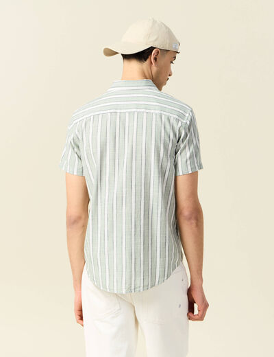 Chemise manches courtes vert olive homme