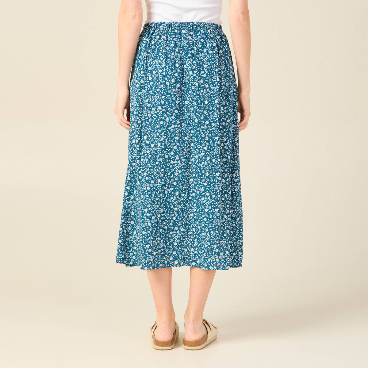 Jupe longue portefeuille bleu femme