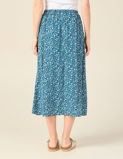 Jupe longue portefeuille bleu femme