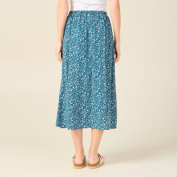 Jupe longue portefeuille bleu femme