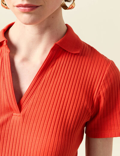 Polo manches courtes orange femme