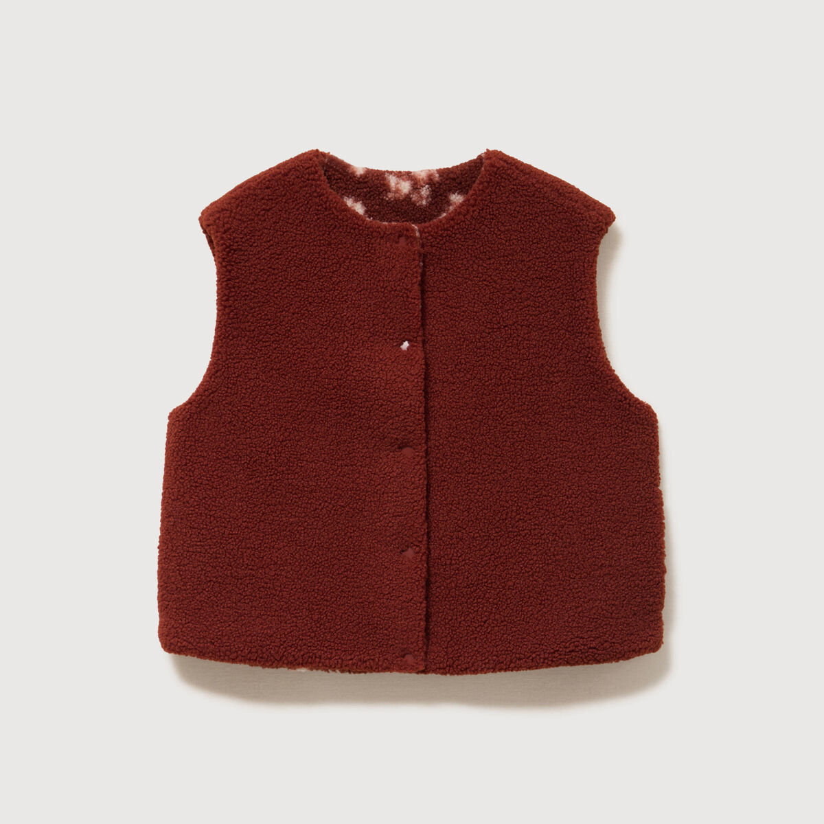 Gilet sans manches r&eacute;versible rouge fonc&eacute; femme