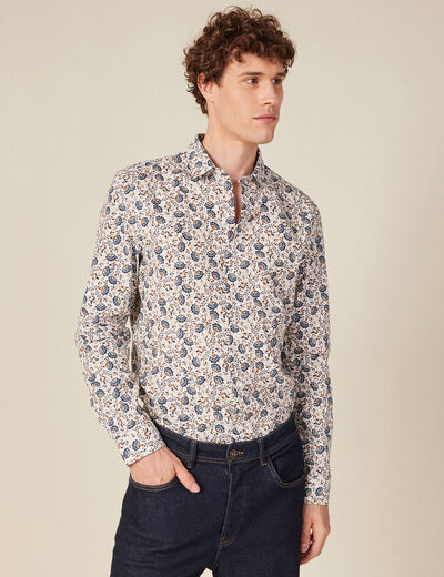 Chemise à manches longues beige homme