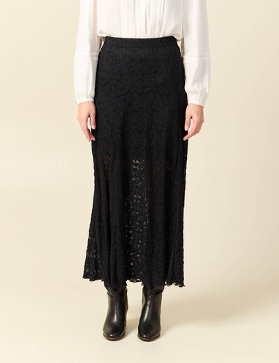 Jupe longue &eacute;vas&eacute;e doubl&eacute;e noir femme