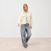 Blouson manches longues col classique denim blanc femme