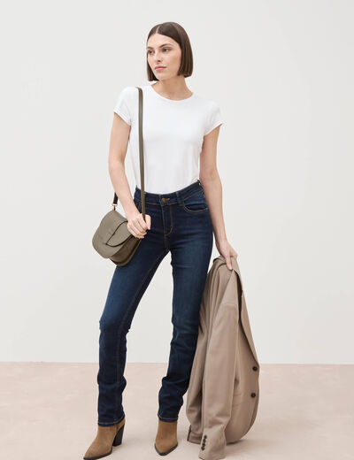 Jeans regular taille haute denim brut femme
