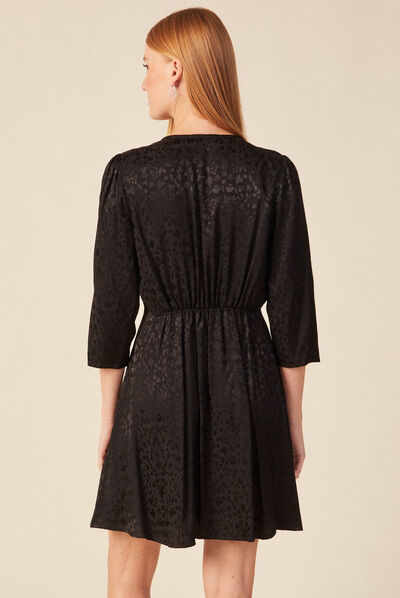 Robe évasée satin noir femme