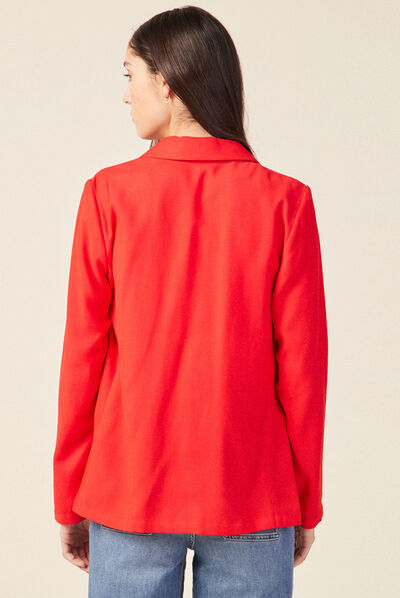 Veste blazer droite rouge femme