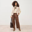 Pantalon large ray&eacute; taille standard marron fonc&eacute; femme