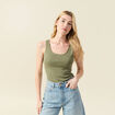 Débardeur femme uni col arrondi Instinct vert kaki femme