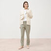 Chino cigarette 7/8&egrave;me taille haute vert kaki femme