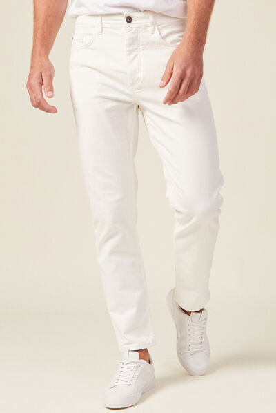 Jeans tapered 5 poches denim blanc homme