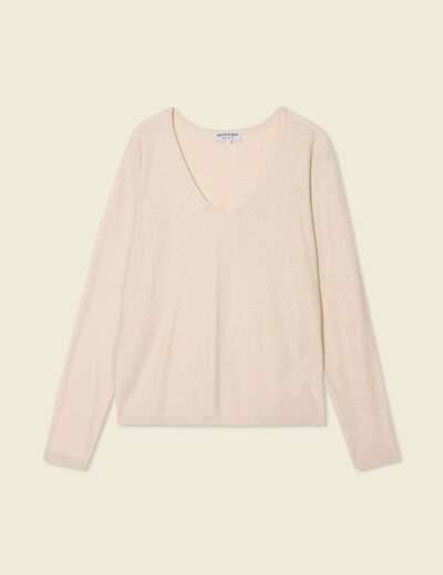Pull manches longues ecru femme