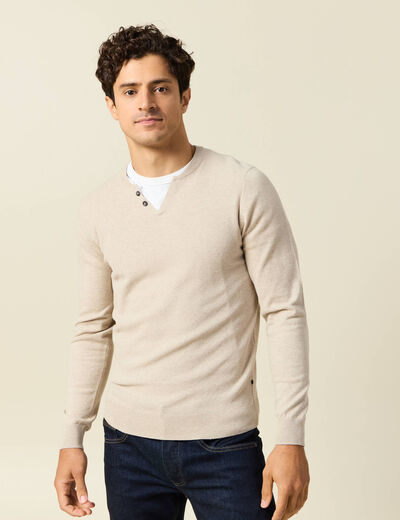 Pull manches longues sable homme