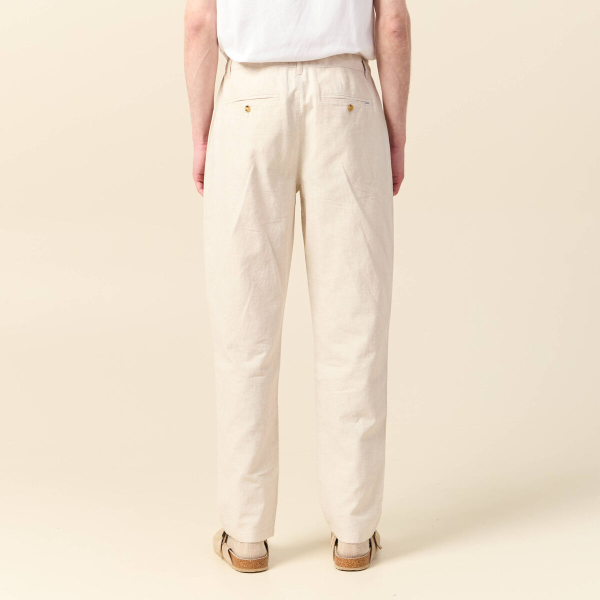 Pantalon chino droit beige homme