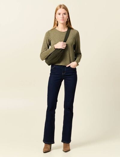 T-shirt manches longues vert kaki femme