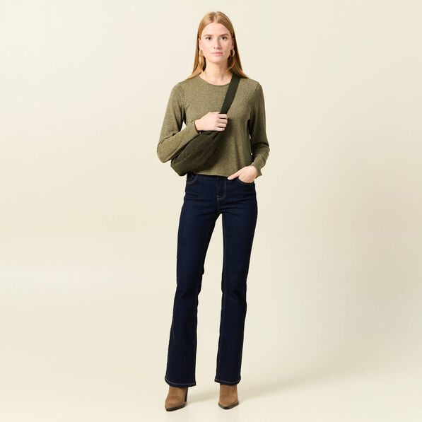T-shirt manches longues vert kaki femme