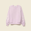 Sweat droit court col rond en coton parme femme