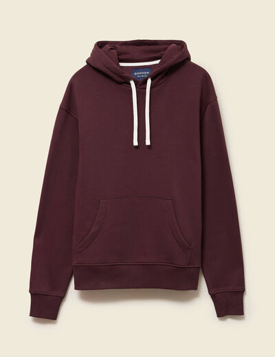 Sweat &agrave; capuche bordeaux homme