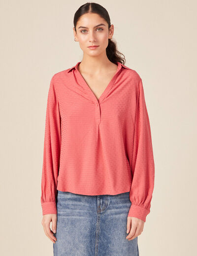 Blouse manches longues terracotta femme
