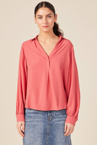 Blouse manches longues terracotta femme