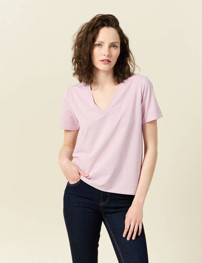 T-shirt manches courtes rose clair femme
