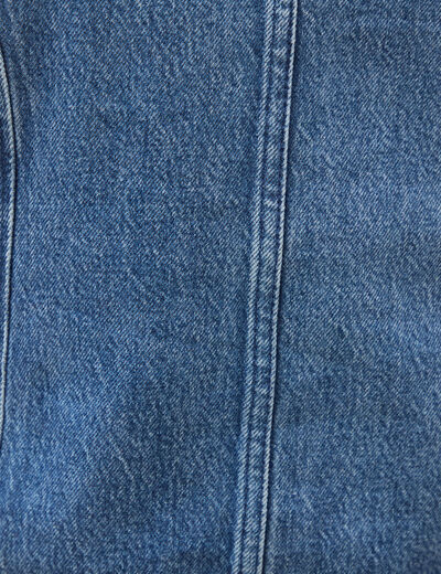 Gilet en jeans sans manches col rond denim used femme