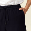 Pantalon large élastiqué bleu foncé femme