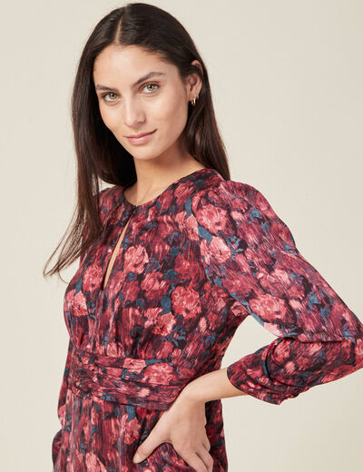 Robe droite manches 3/4 noir femme