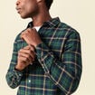 Chemise manches longues en coton bleu marine homme