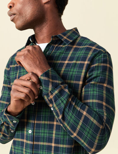 Chemise manches longues en coton bleu marine homme