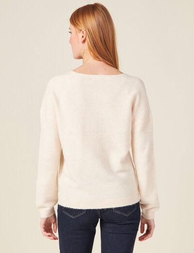 Pull manches longues ecru femme