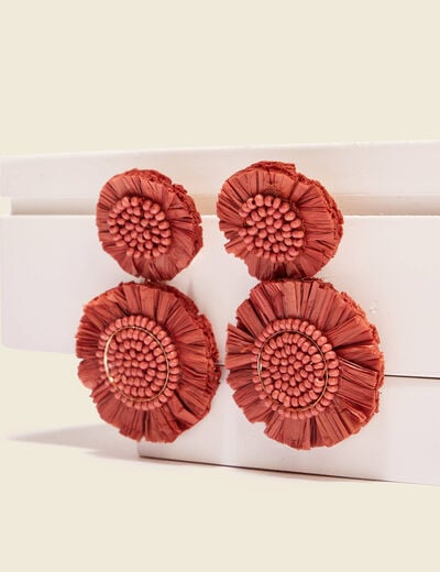 Boucles d'oreilles pendantes orange femme