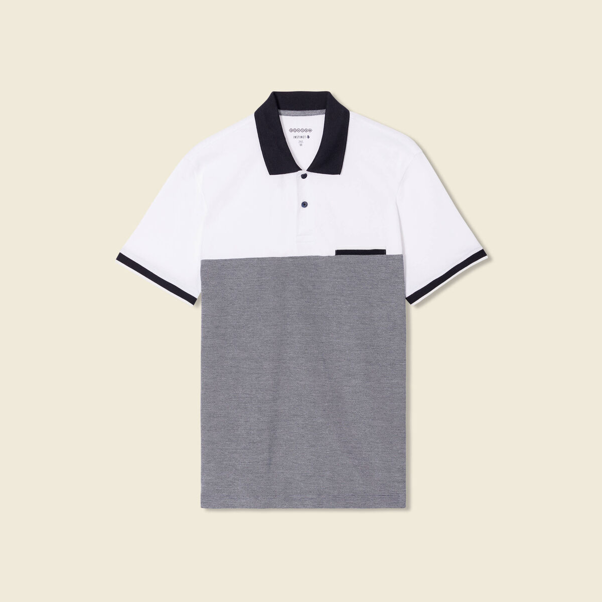 Polo cintr&eacute; manches courtes bleu marine homme