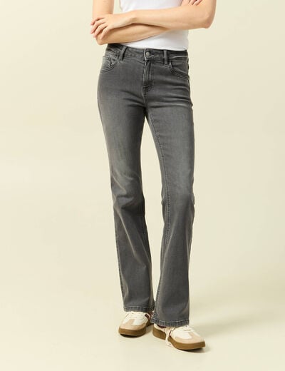 Jeans bootcut denim gris clair femme