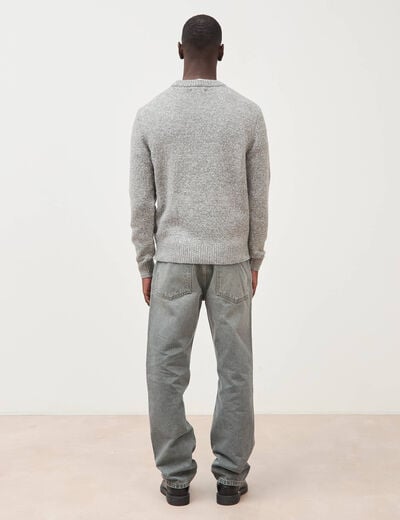 Pull droit tweed manches longues gris homme