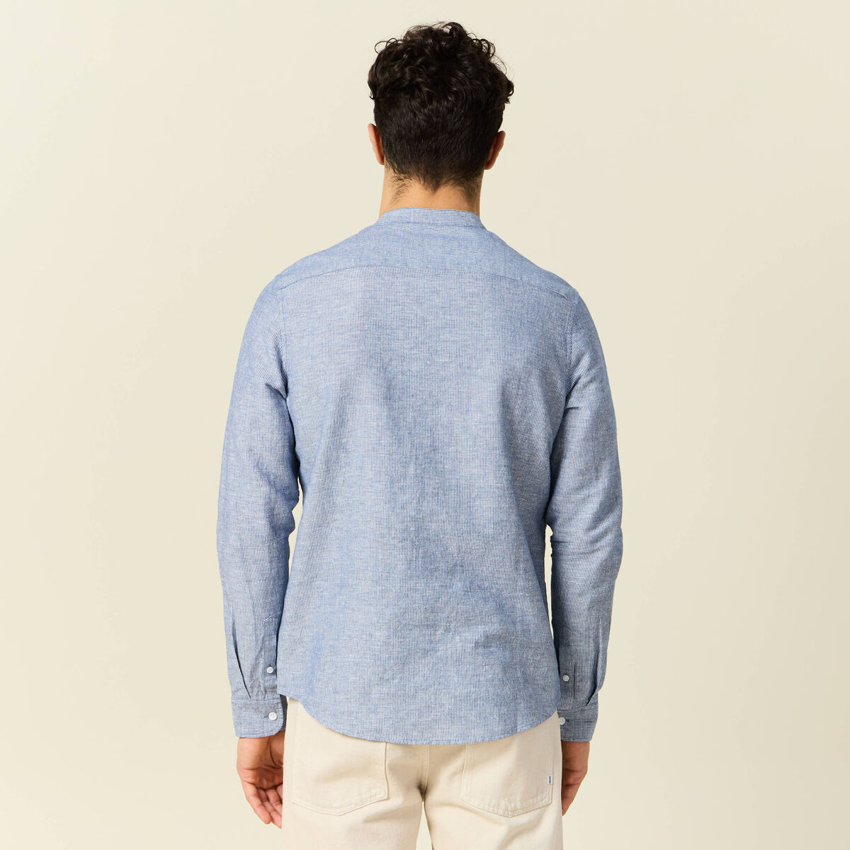 Chemise manches longues bleu gris homme