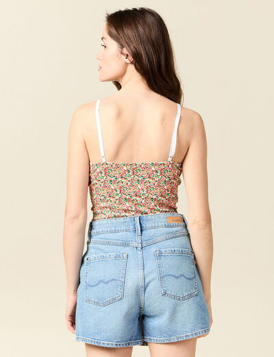 Bustier cropped à bretelles blanc femme