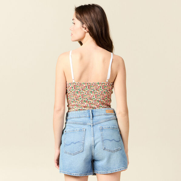 Bustier cropped à bretelles blanc femme